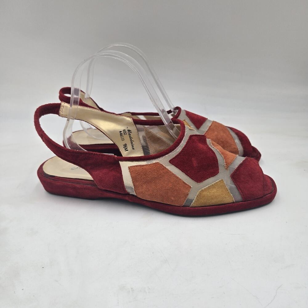Vintage 1970s She’s Sassy Suede Mesh Patchwork Slingback Sandals Shoes 9.5M